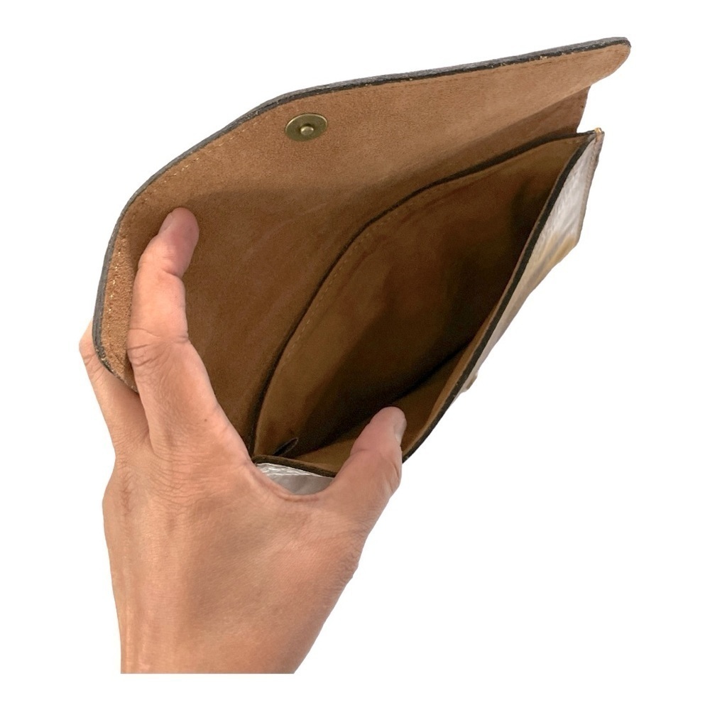 Patricia Nash Midi Leather iPad Case Clutch Brown Cognac Vintage Style - Picture 9 of 13